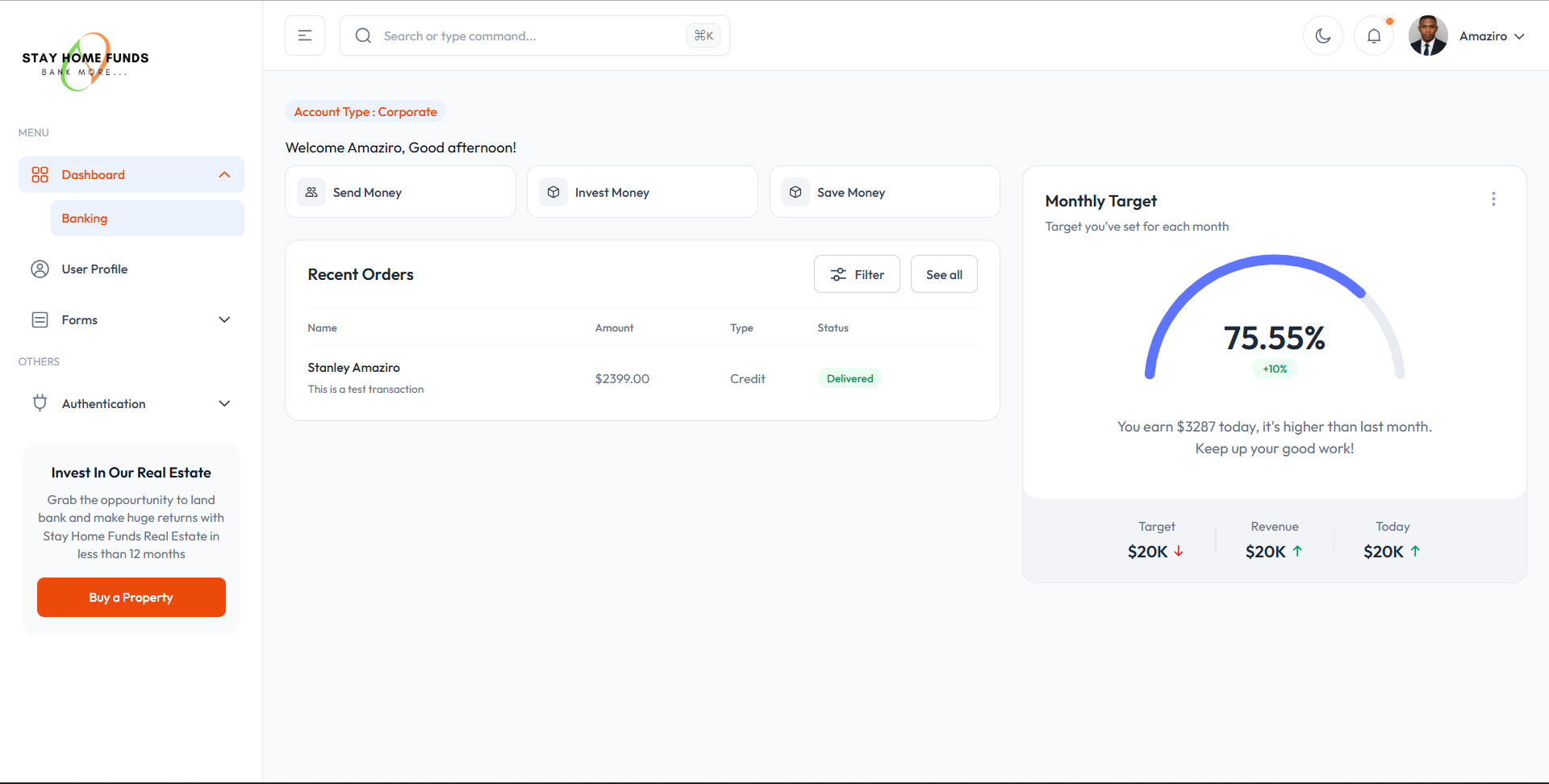 StayHomeFund-Dashboard